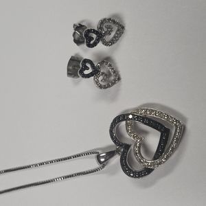 Black & White diamond necklace & earrings set